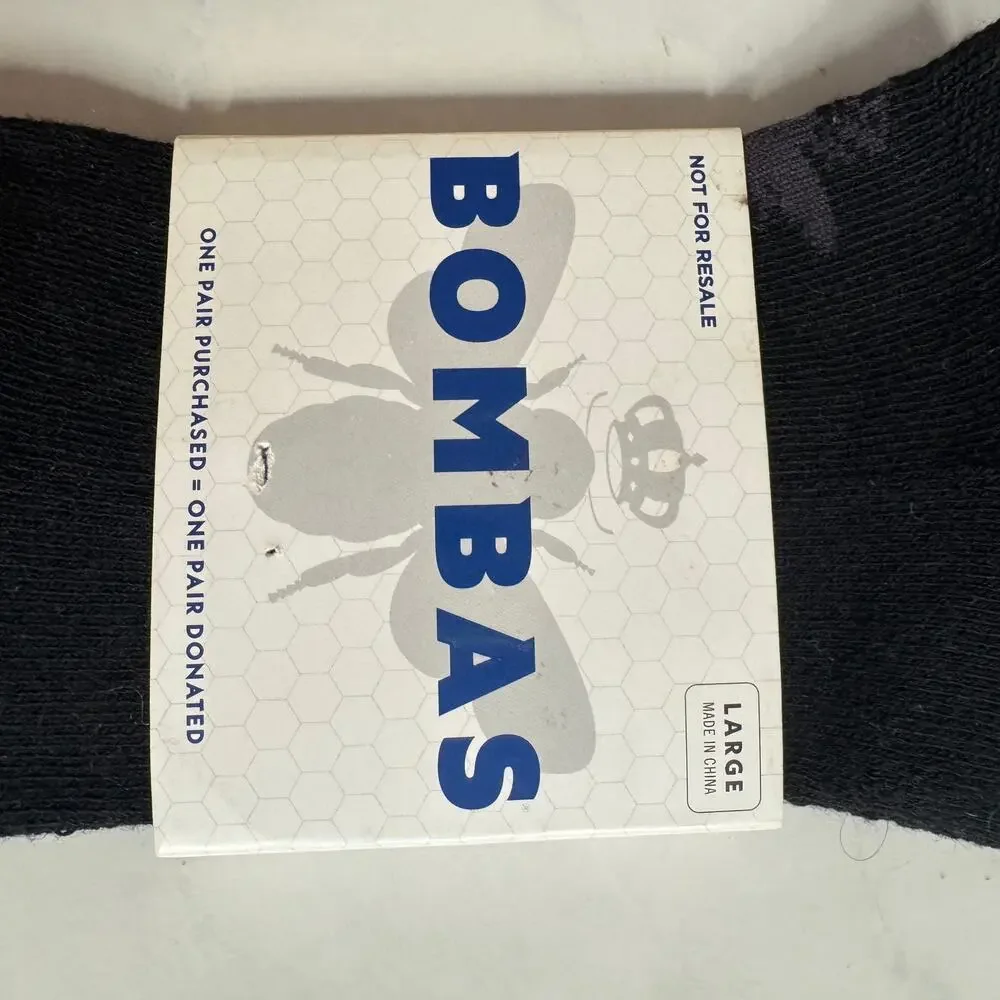 Bombas Black Ankle Socks Stretch Honeycomb Arch Support Blister Tab Size L Large